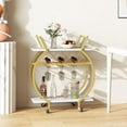 thumbnail image 3 of Aboxoo Rolling Kitchen Serving Carts with Wine Rack, Wood and Metal Gold, 3 of 8