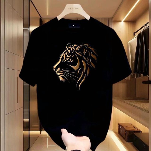 Camiseta de manga corta con estampado de tigre, algodón grueso, estilo retro, para verano, holgada, ideal para parejas, media manga.