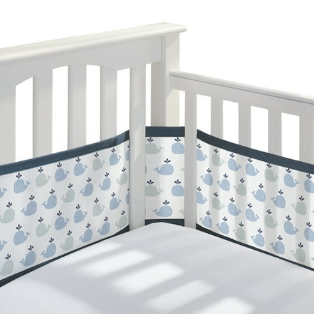 UPC: 0811283022616 | BreathableBaby Breathable Mesh Liner for Full-Size Cribs  Classic 3mm Mesh  Little Whale Navy (Size 4FS Covers 3 or 4 Sides)