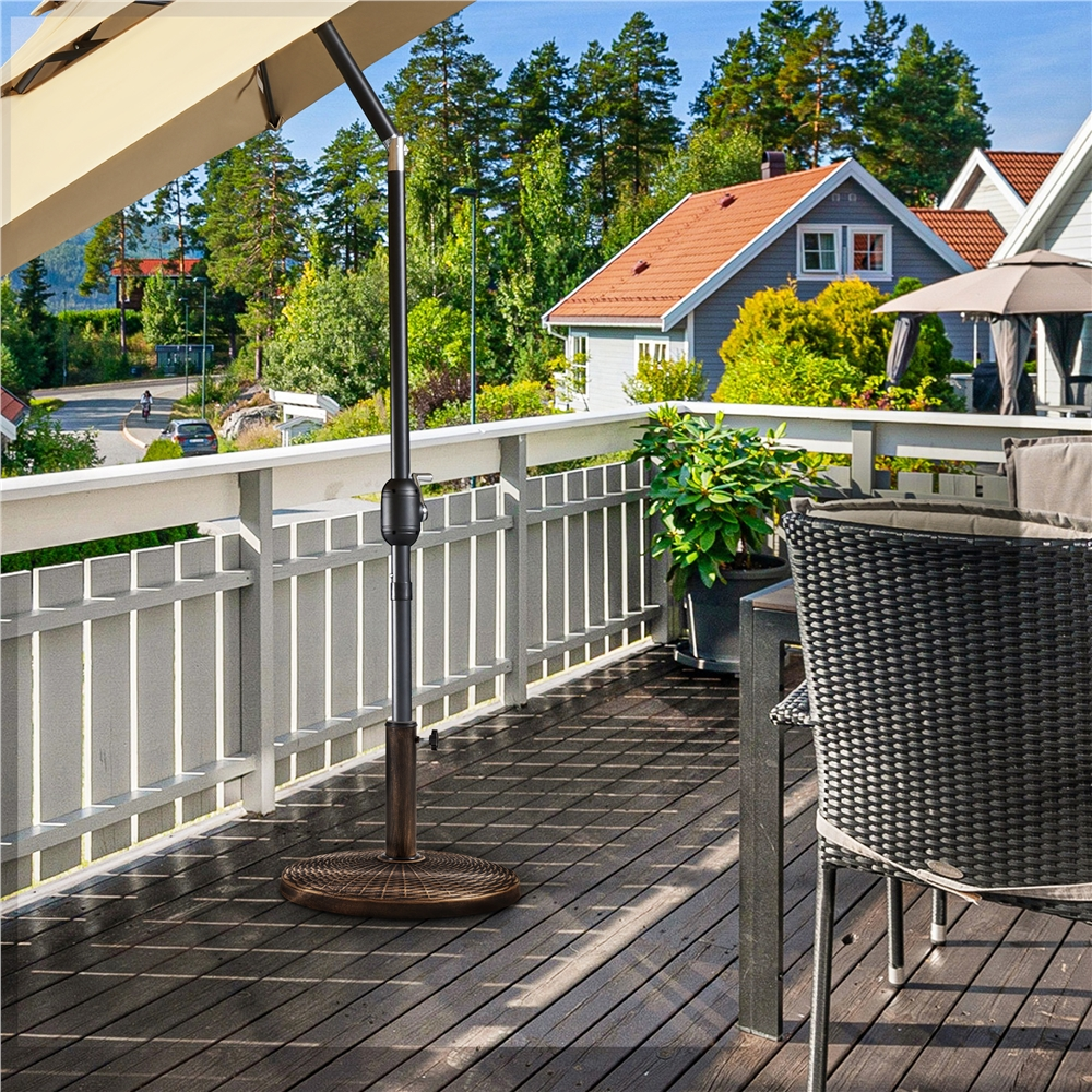 Renwick Patio Market Umbrella Base with Water-Resistant Coating, Bronze