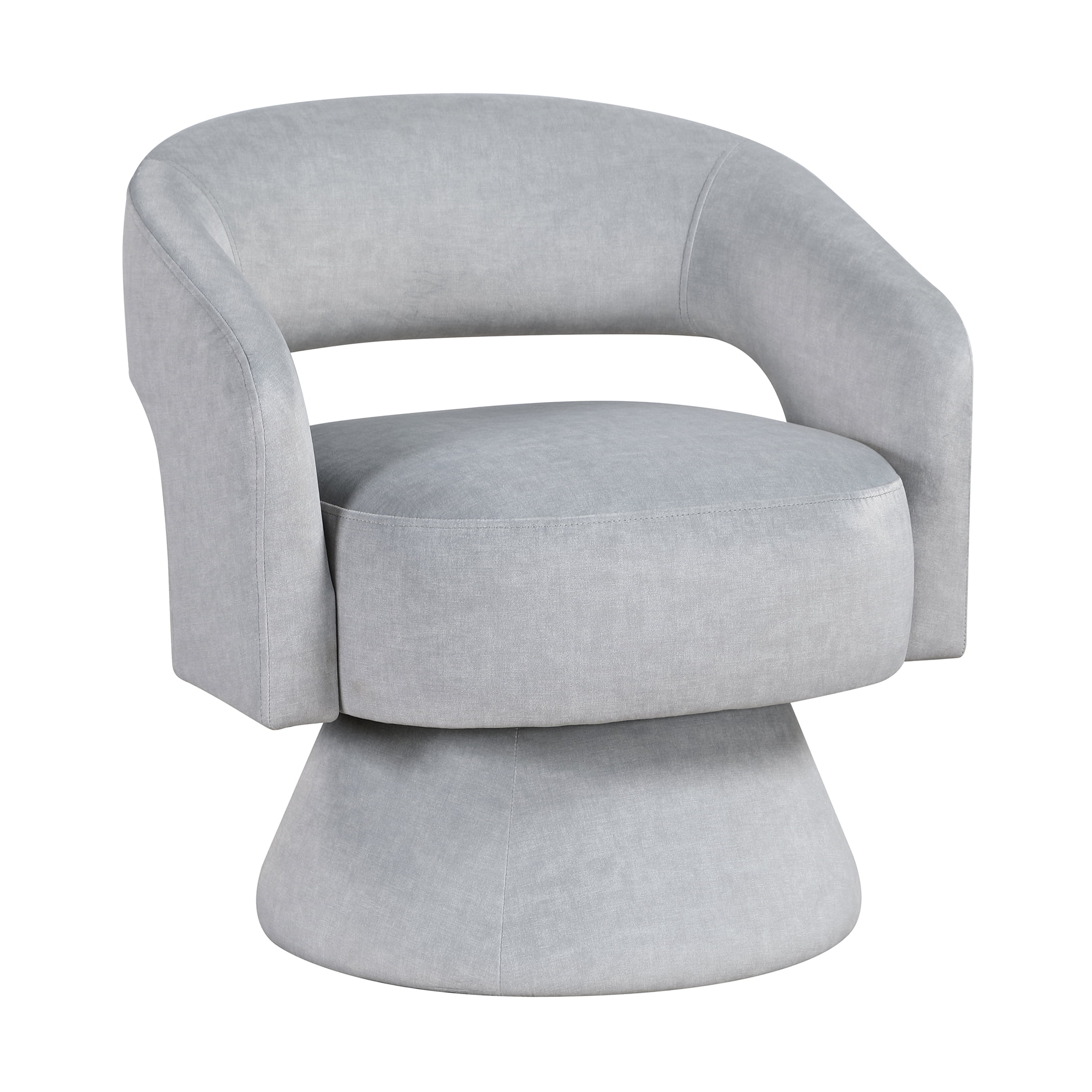 OakvillePark Alderwyn Velvet Swivel Chair with Round Base, Gray