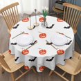 thumbnail image 3 of White Halloween Pumpkins and Bats Round Tablecloth 60"x60",Wrinkle Wipeable Table Cloth for Kitchen Dining Room Picnic Patio Party, 3 of 6