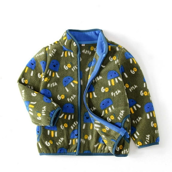 Gaexia Autumn Winter Kids Jacket With Adorable Cartoon Check Pattern For Boys And Girls Warm Cozy Outerwear