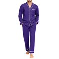 thumbnail image 2 of Men Pajama Set 2pcs Pjs Long Sleeve Button Down Sleepwear Soft Loungewear Set with Pockets, 2 of 6