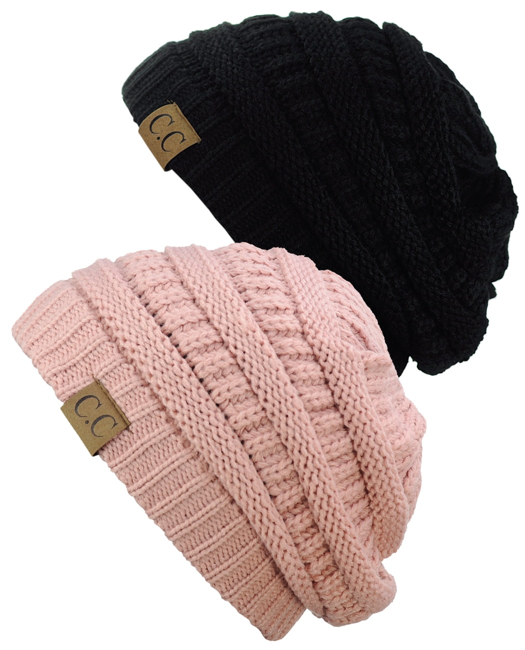 C.C Trendy Warm Chunky Cable Knit Beanie – Denim Blue, Stretch Fit, One Size For Men & Women