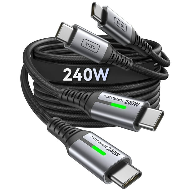 Cable USB C INIU de 3 pies, 2 unidades, 240 W, carga rápida para iPhone