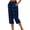 #01 Blue 【Mix & Match: Stock Up on Your Favorite Colors】, variant on Women's Soft Cotton Straight Leg Capris with Elastic Waist, Button Front, Flowy Fit, Mid Waisted, Tummy Control, Casual Summer Cropped Pants, Plain Solid for Work, Travel,