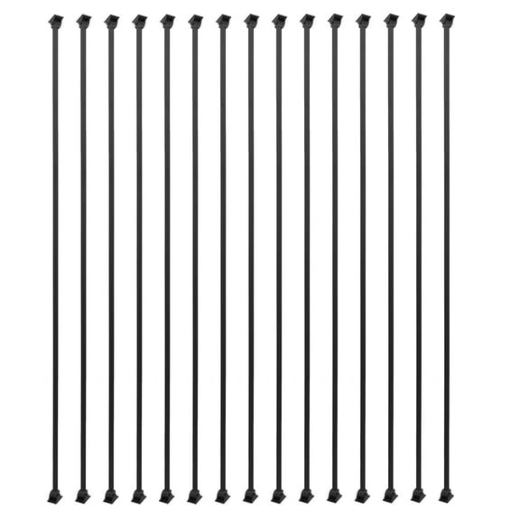 Sidasu 15 Pack Iron Balusters Square Hollow Stair Spindles 1/2" Metal Balusters with Iron Baluster Swivel Shoes for Staircase