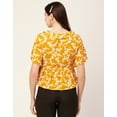 thumbnail image 2 of Moomaya Printed Peplum Top For Women Peter Pan Collar Flutter Sleeves Summer Top, 2 of 8