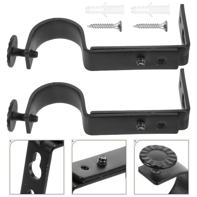HAMPPLIES 2Ud Soportes Negros De Metal Para Barra De Fácil Instalación Y Uso En Varias Habitaciones