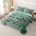 thumbnail image 3 of Erosebridal Happy Camping Camper Twin Quilt Set, Camp More Worry Less Print Twin Coverlet Set, Turqoise, 2-Piece 1 Bedspread and 1 Pillowcase, 3 of 7