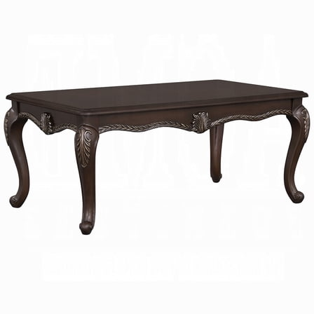 Reese Coffee Table-European Carved Classic Cherry Brown Wood-48 Inch