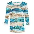 thumbnail image 5 of MuZeFu 3/4 Length Sleeve Womens Tops Women's Casual 3/4 Sleeved Round Neck Print Top Long Sleeved Round Neck Top/shirt, 5 of 5