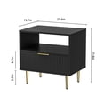thumbnail image 4 of Nightstand with Drawer, Bed Side Table with Storage, End Table with Open Space for Bedroom, Modern Nightstand with Golden Handle, Side Night Stand for Bedroom, Living Room, Black, 4 of 9