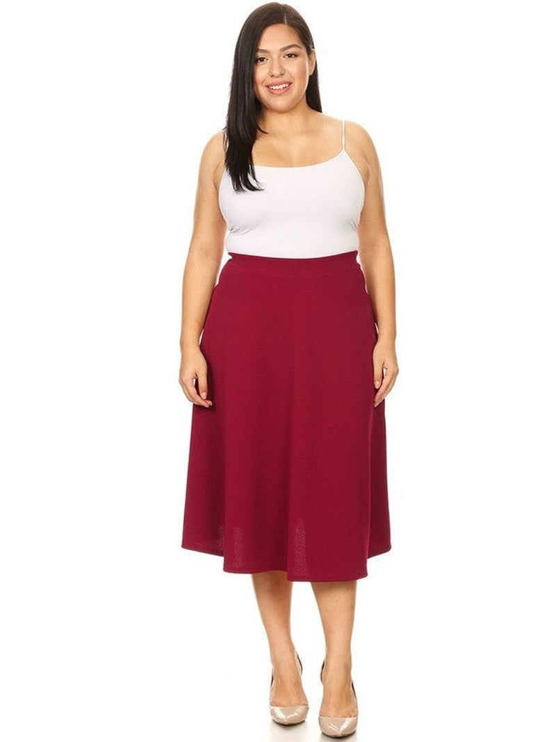 Plus Solid High Midi Skirt Walmart.com