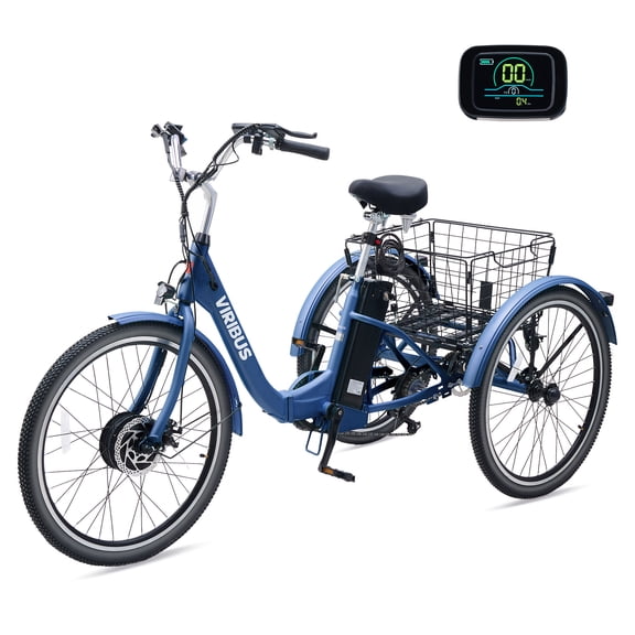 Viribus MC 350 Electric Tricycle for Adults, 24" 7-Speed Folding Electric Tricycle with 350W Motor 36V 13Ah Battery Blue,Certified to UL 2849 by SGS
