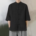 thumbnail image 2 of Mens Casual Chinese Tang Suit Kung Fu Shirt Chinese Traditional Tang Suit Tai Chi Blouse Black L by Awwp, 2 of 7