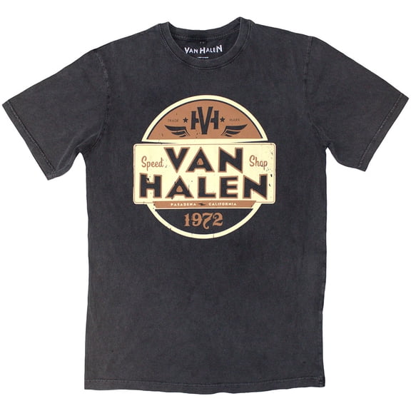 Van Halen Unisex Stone Wash T-Shirt Speed Shop (Charcoal Grey)