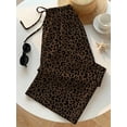thumbnail image 4 of Women Drawstring Elastic Waist Wide Leg Pants, Leopard Print Flowy Trousers for Summer Beach Vacation, 4 of 7
