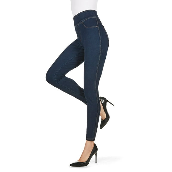 SlimMe Women's Cotton Blend Denim Shaping Jean Leggings - Womens - Female, Q1/Q2, Black