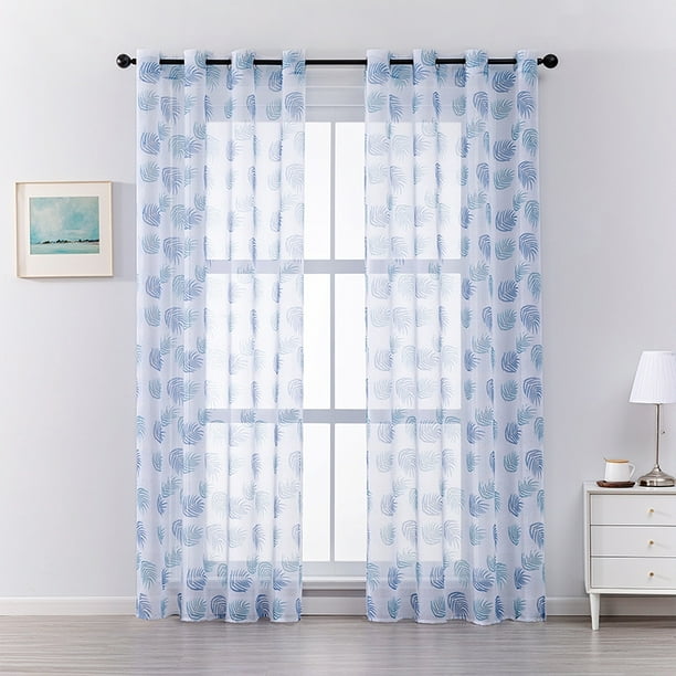 Blue Willow Sheer Curtain With Wide Hole for Living Room - Walmart.com