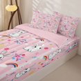 thumbnail image 3 of Erosebridal Kawaii Bunny Floral Zipper Queen Comforter Set with Fitted Sheet and 2 Pillowcases,White Rabbit Rainbow Flower Heart Zipper Bedding Set For Girls,Pink Reversible,4pcs, 3 of 7