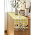 thumbnail image 5 of Table Runner 60 Inches Long for Kitchen Dining, Gnomes Sunflower Dresser Scarf Farmhouse, Dining Table Decorations for Wedding/Parties, Yellow Checkered Pastoral Botanical Wooden 13 x 60 In, 5 of 8