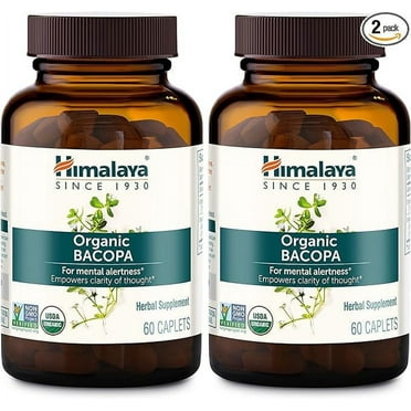 Himalaya Organic Bacopa, Nootropic, Brain Booster for Sharpness, Focus & Memory, 60 Caplets, 2 Pack