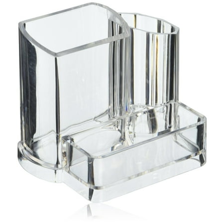 Acrylic Makeup Brush and Cosmetic Holder Clear with 3 Compartments US