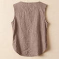 thumbnail image 4 of Qwertyu Women's Boho Tank Tops Cotton Linen Sleeveless Embroidered Henley V Neck Blouses Loose Fit Summer Beach Vacation Fashion 2026 Camel 2XL, 4 of 6
