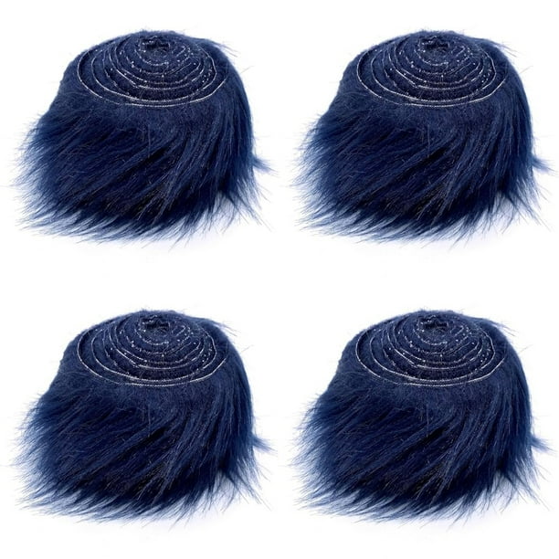 Xiao Hua 4 rollos de cinta de piel sintética navideña para decorar árboles de Navidad o coronas, 59 x 1,96 pulgadas (azul oscuro).