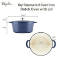 thumbnail image 2 of Ayesha Curry Enameled Cast Iron Dutch Oven with Lid, 6 Quart, Anchor Blue, 2 of 10