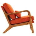 thumbnail image 5 of Accent Chair, Mid-Century Modern Chair with Pillow, Upholstered Lounge Arm Chair with Solid Wood Frame & Soft Cushion for Living Room, Bedroom, Balcony, Orange, 5 of 7