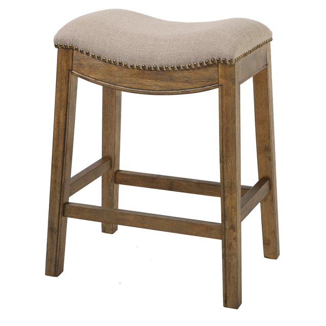 NewRidge Home Goods NH100152-FCS-WN NewRidge Home Saddle Style 25" Counter Height Stool with Cream Fabric