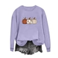 thumbnail image 5 of BiZtdJrK Womens Fall Crewneck Sweatshirts Pumpkin Printed Long Sleeve Casual Pullover Tops Loose Fit Lightweight Halloween Sweatshirt Purple L, 5 of 7