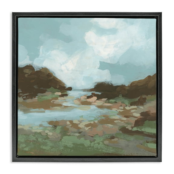 Stupell Industries Traditional River Bend Landscape & Nature Painting Black Floater Framed Canvas Art Print Wall Art, 18 x 18