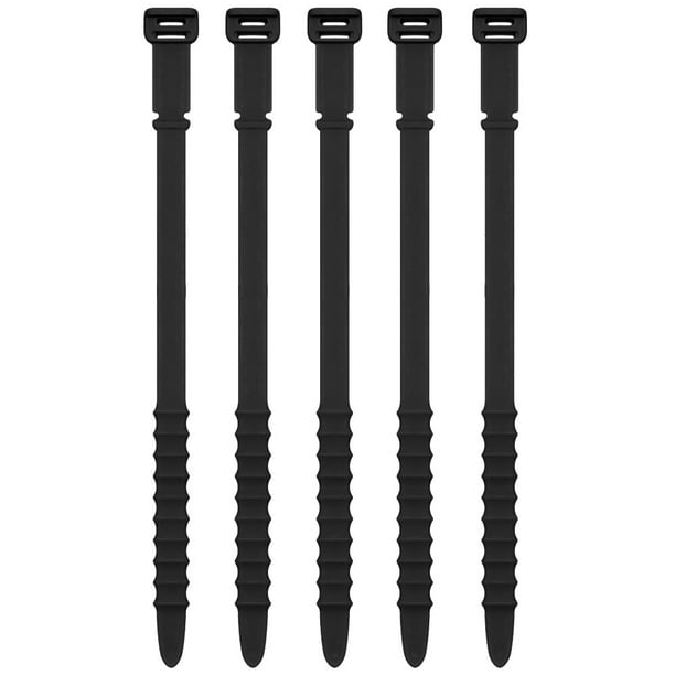 Bridas de silicona, bridas reutilizables, 50 piezas de correas de goma para bridas de cables para gestión de cables, escritorio de mesa organizador de cables elásticos-180 mm
