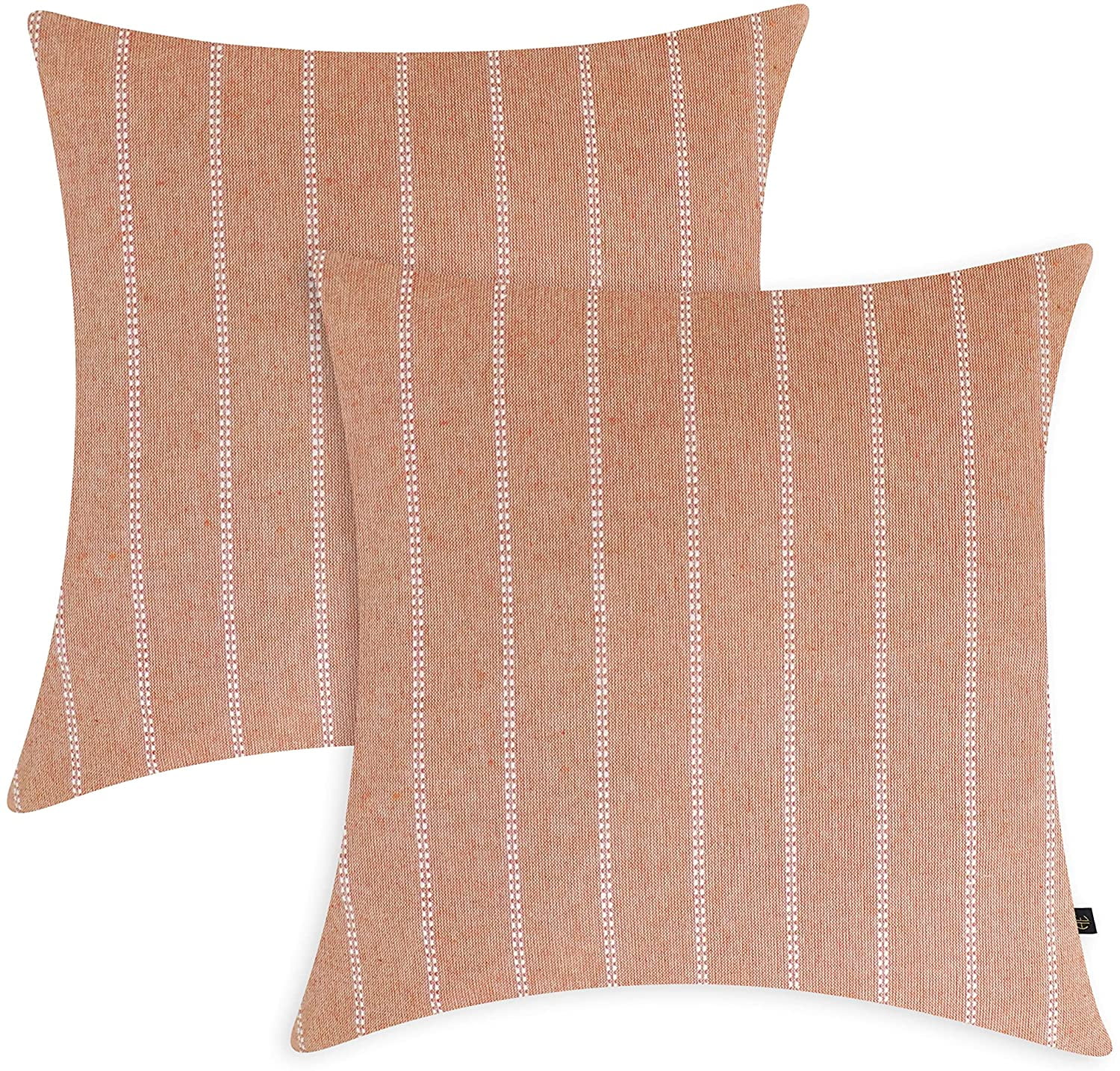 Heavenera Pack of 2 20x20 inch Stripe Cotton Woven Throw Pillow Covers Farmhouse Decor Red