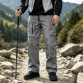 thumbnail image 4 of COSFO Cargo Work Pants for Men 6 Pockets Tactical Waterproof Hiking Pants Straight Leg Drawstring Relaxed Fit Solid Mens Pants Casual, 4 of 7