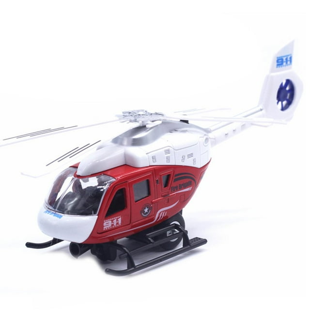 Realistic Police Helicopter Plane Pull Back LED Music Model Kids Toy Collection