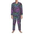 thumbnail image 3 of Fotbe Rainbow Animal Skin Pijama de Hombre con Estampado de Manga Larga, Conjunto de 2 Piezas, Ropa de Dormir Suave y Cómoda con Bolsillos-XX-Large, 3 of 7