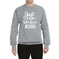 thumbnail image 2 of Wild Bobby Just A Girl Who Loves Jesus Inspirational/Christian Unisex Crewneck Graphic Sweatshirt, Heather Grey, Small, 2 of 5