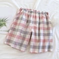 thumbnail image 2 of Women's Shorts Elastic Waist Washed Checkered With Side Pockets Home Gym Shorts, 2 of 3