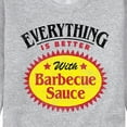 thumbnail image 3 of Instant Message - Everything Is Better Barbecue Sauce Label - Men's Crew Neck Fleece Pullover, 3 of 6