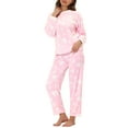 thumbnail image 4 of INSPIRE CHIC Women's Heart Star Tops with Pants Warm Flannel Plush Fleece Pajamas Set XL Pink, 4 of 4