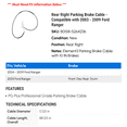 thumbnail image 2 of Rear Right Parking Brake Cable - Compatible with 2003 - 2009 Ford Ranger 2004 2005 2006 2007 2008, 2 of 2
