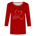 thumbnail image 3 of Tops de Cuello Redondo para las Mujeres Moda Impresa 3/4 Mangas Blusa Casual Top, Estante de Imitación, 3 of 5