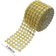 thumbnail image 3 of HUGFEGWE Crafts Faux Diamond Bling Wrap 4" x 10 Yards 6 Rows Gold Flower Pattern Faux Rhinestone Crystal Mesh Ribbon Roll for Wedding, Party, Centerpiece, Cake, Vase Sparkling UA824-25152, 3 of 7