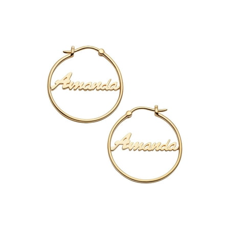 Personalized Planet Jewelry Women S Sterling Silver Personalized Planet Jewelry Women S Sterling Silver Or Gold Over Name Small 25mm Medium 35mm Hoop Earrings