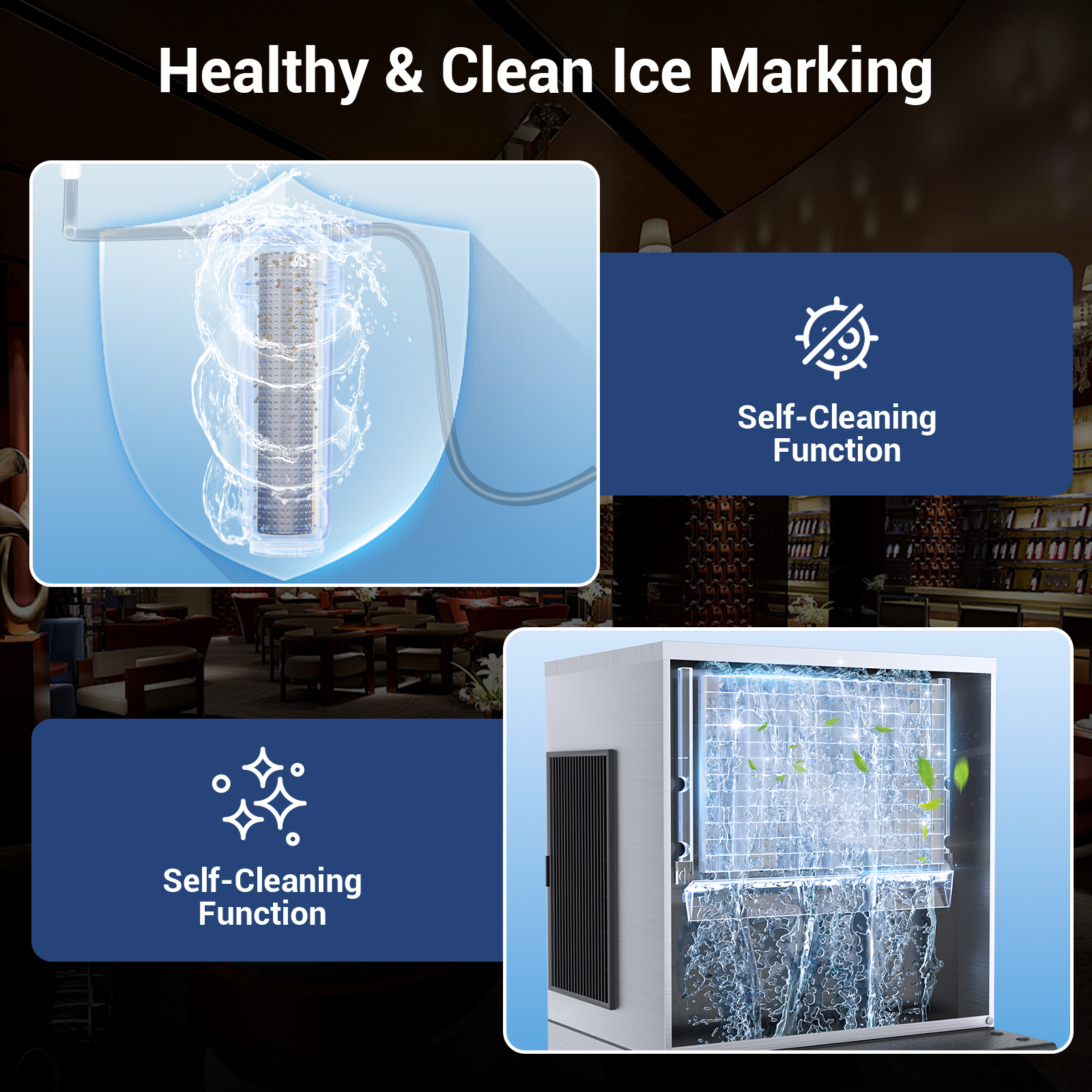Joreek Commercial Ice Maker Machine 550lbs/24H Stainless Steel, with 360LBS Storage Bin, Industrial Ice Machine, Ice Ready in 5-15min, Perfect for Bars,Cafes